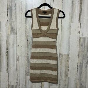 G by Guess Cream Gold Sheath Mini Dress Sleeveless V-Neck